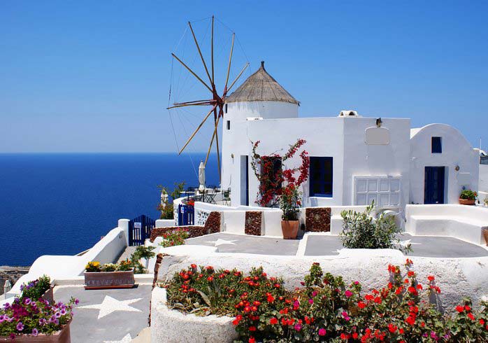 Windmühle in Oia, Santorin